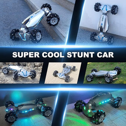 1:10 Scale Gesture Sensing Rc Stunt Car 4WD Remote Control Hand Controlled Transform  Double Sided Vehicle 360° Spins with Lights Music All Terrains Monster Truck for Boys Kids