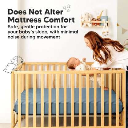 Skiennix 2-Pack Waterproof Crib Mattress Protector - Soft Quilted Cotton, 52" x 28", Machine Washable, Easy Fit