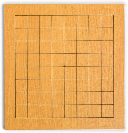 Yellow Mountain Imports Beechwood Veneer 0.4-Inch Etched Beginner's 9x9 Go Game Set Board with Single Convex Melamine Stones - Classic Strategy Board Game (Baduk/Weiqi)