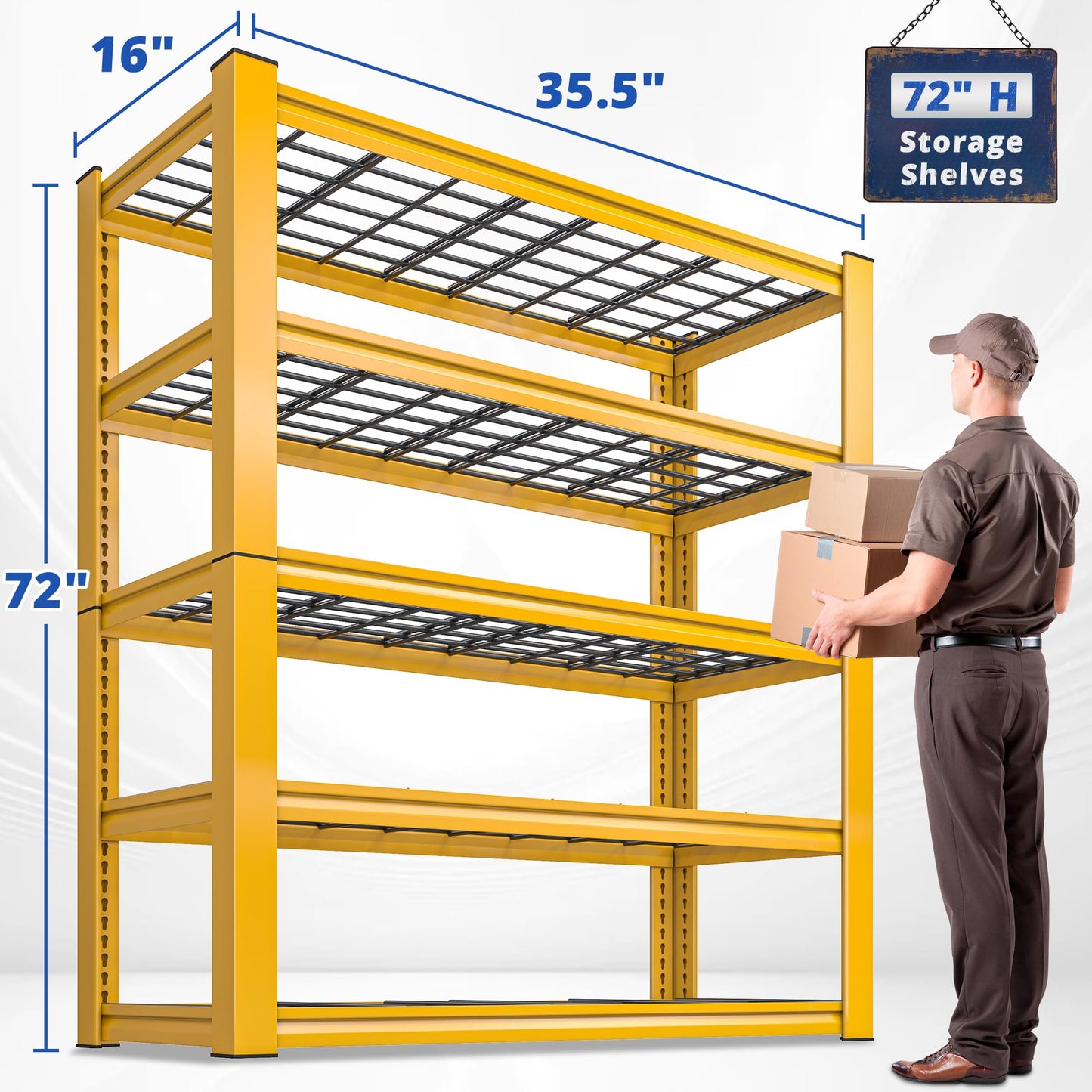 REIBII 2-Pack Commercial Heavy Duty Shelving, 3010 LBS Capacity per Shelf 72" H Industrial Storage Rack, 5-Tier Adjustable Boltless Rivet Metal Shelving Unit for Warehouse Garage Workshop Retail Store