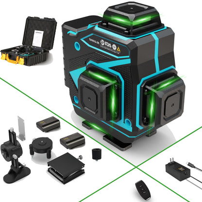 INSPIRITECH Floor Laser Level 360 Self-leveling - Tile 4 x 360 Green Beam Cross Line Laser Leveler Tool - 16 lines 4D Ceiling Nivel Laser for Construction with Hard-Sided Case and 2 Batteries-C