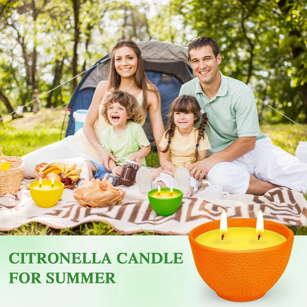 Citronella Candles, 90 Hours Long Lasting Citronella Scented Candle for Patio, Garden, Backyard, Terrace, Deck, Balcony, Porch, 2-Wick Natural Soy Wax Candles 3 Packs for Camping, BBQ, Party, Picnic