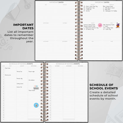 Clever Fox Teacher Planner Spiral – School Year Planner with Calendars & Lesson Plans – Teacher Plan Book for Classroom & Homeschool Organization - Undated, 7.9x10″ (Black)