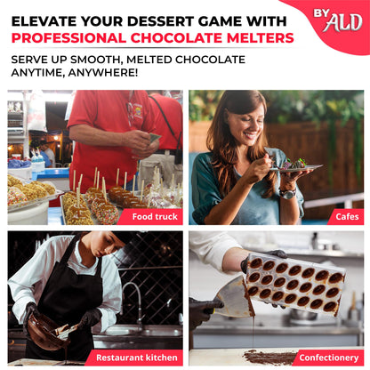 ALDKitchen Chocolate Melting Pot - Commercial Stainless Steel Electric Chocolate Melter, 1 Large Tank + 2 Extra Small Tanks, Adjustable Temp 86-185 °F for Desserts & Candy
