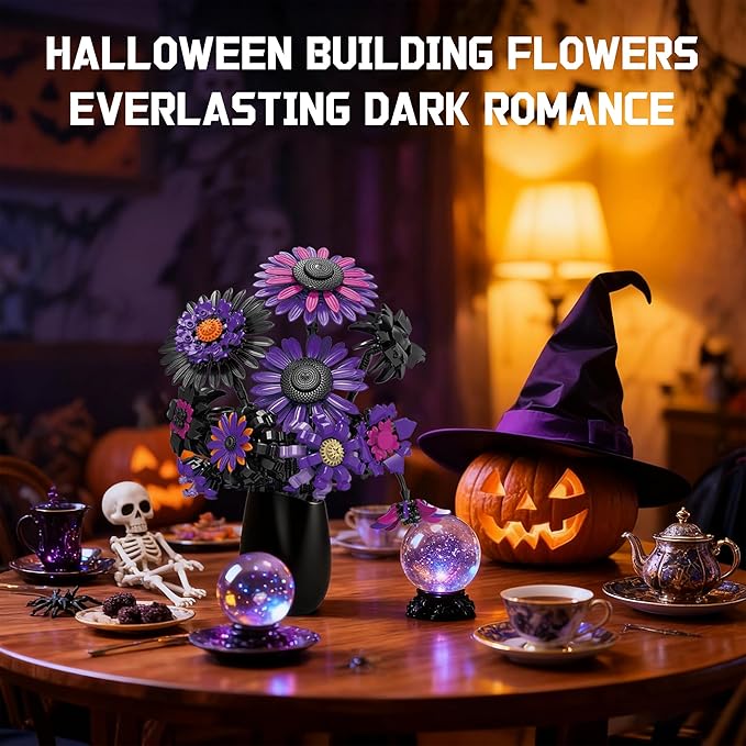 Sunflower Building Set Flowers Purple Art Compatible with Lego Botanical Collection for Adults Home Decor - 1009 Pcs