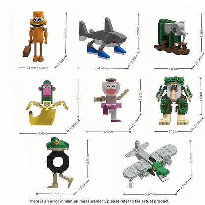 8 Pcs Italian Brainrot Action Building Blocks SetTralalero Tralala Collectible Figurines.Viral Desk Decor Giftfor Kids Boys Girls and Adults
