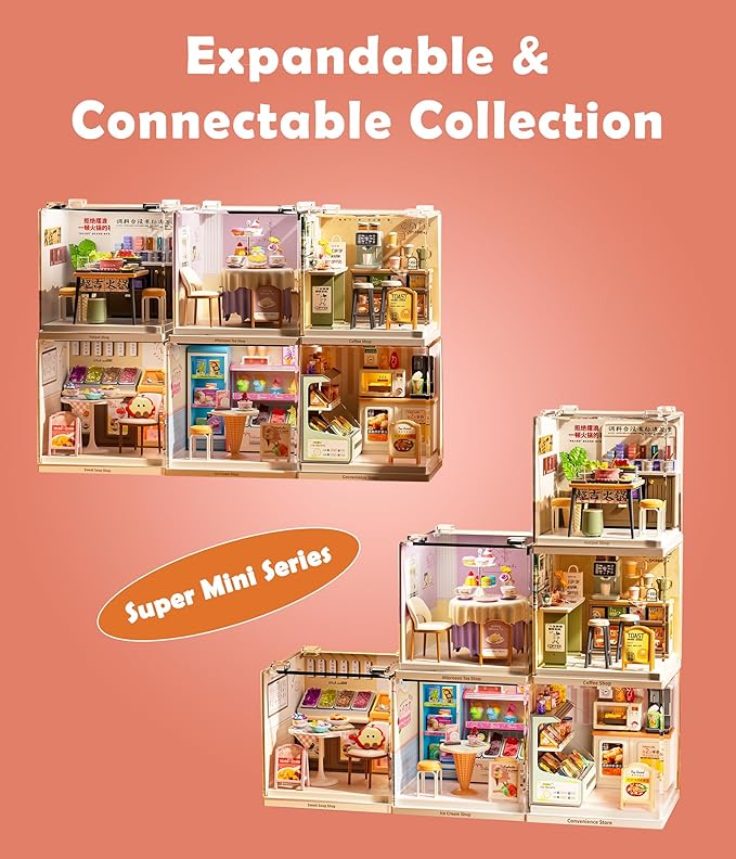 Hot Pot Restaurant Miniature Model Kit - Unique Asian Food Theme DIY Building Set Highly Detailed Stove &amp Tableware Fun Collectible for Model Enthusiasts