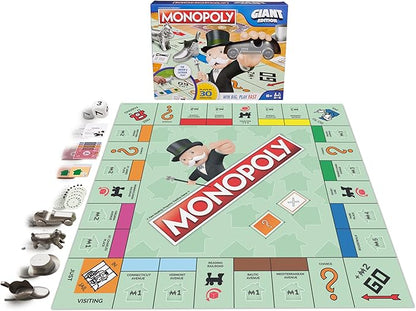 Spin Master Games Monopoly Giant Edition Classic Family Board Game for Indoor &amp Outdoor Play with Oversized Board Screenless Activity 2-4 Players for Ages 6 &amp Up