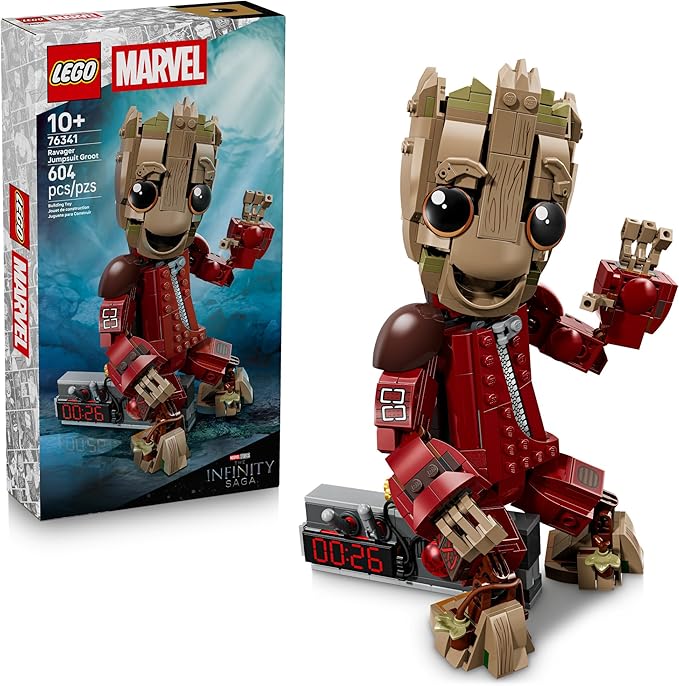 LEGO Marvel Ravager Jumpsuit Groot Building Toy for Boys &amp Girls Ages 10+ - Posable Display &amp Play Figure W/Detonator Device - Gift Idea for Birthdays - 76341