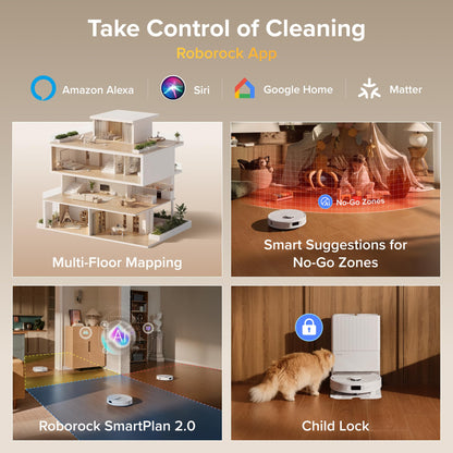 roborock Qrevo S Pro Robot Vacuum and Mop, 18,500Pa Suction, Multifunctional Dock with 167℉ Mop Self-Cleaning, Smart Obstacle Avoidance, Anti-Tangle Brush, Liftable Spinning Mop, White