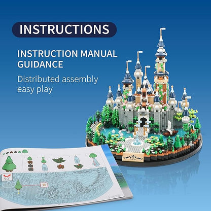 Magic Princess Blue Castle Micro Building Blocks for Adults Mini Building Kit Creative Display Gift for Women and Kids Ages 14+ 3600 PCS