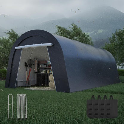 Wisteria Lane Heavy Duty Carport with 4 Cloth Bags, All-Weather Car Canopy with 2 Roll-up Doors, Portable Garage Storage Shelter Shed for Boat, Truck, or Garden Tools, 12' x 25'