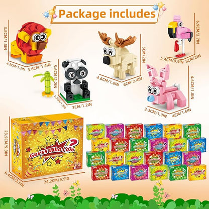 Party Favors for Kids - 24 Pack 72 Animal Building Block Toys for Goodie Bag Stuffers Easter Classroom Prizes Mini Building Set Birthday Party Gifts for Boys Girls Ages 6-12