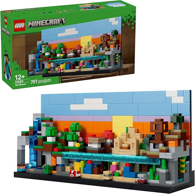 LEGO Minecraft Mini Biomes Building &amp Pretend Play Toy for Boys &amp Girls - Video Game Playset &amp Toy Figures for Preteens Ages 12 + - W/2 Minifigures &amp 3 Microfigures - Gift Idea for Bi
