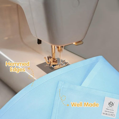 BRILLMAX 8 Pack Light Blue Tablecloths 60 x 102 Inch for 6ft Rectangle Tables - 150 GSM Polyester Fabric, 15" Standard Drop, Water, Stain & Wrinkle Resistant Cloth Cover for Wedding Dining Buffet