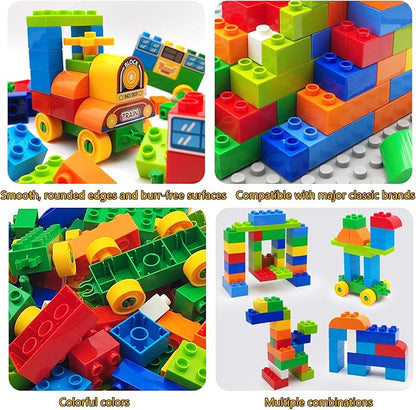 90 Pcs Classic Building Blocks Set for Toddlers 3-6 Large Building Bricks Train Educational Toy STEM Toys Compatible with Major Brands Gift for Kids