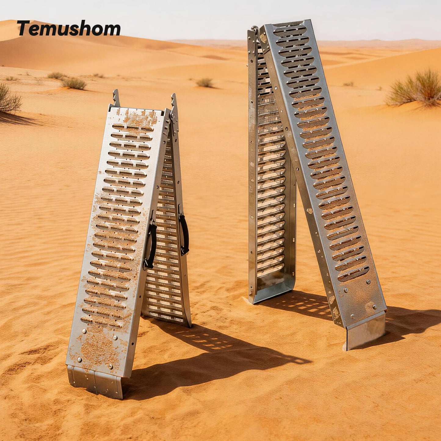 Temushom 67" Folding Truck Ramps, 1000 Lbs Capacity Heavy Duty Loading Ramps for Lawn Mower, Portable Anti-Slip Steel Loading Ramps for Pickup Trucks, ATV, UTV, Motorcycle, Trailer, Dirt Bike, 2-Pack