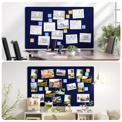MaxGear Extra Large Bulletin Board 60" x 36", Foldable Felt Board Vision Board Supplies, Cork Board for Office, Home, School, Small Pin Boards for Walls Decorative Display Board Dark Blue