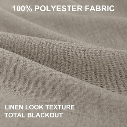 Skiennix 100% Blackout Linen Curtains - Thermal Insulated Drapes for Bedroom | 2 Panels, 50" W x 63" L