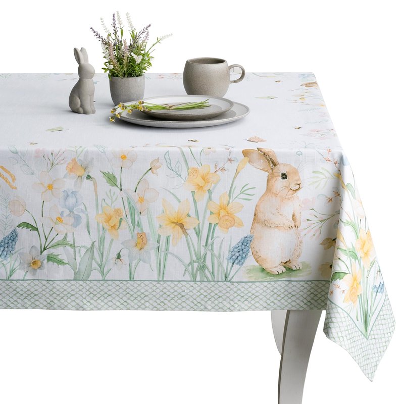 Maison d' Hermine Table Cloth Square Table 100% Cotton 60 x 60 Inches Tablecloth Reusable Decorative for Dining Kitchen Room Farmhouse Home Gifts for Mothers Day Spring Summer - Easter Dew