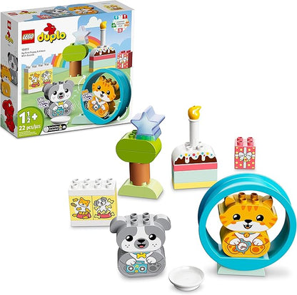 LEGO DUPLO My First Puppy &amp Kitten with Sounds 10977 Pet Animal Toys for Toddlers 1 .5-3 Years Old Early Development Set with Large Bricks