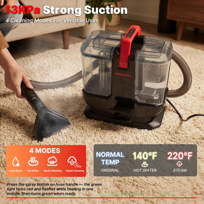 Shop-Vac Portable Carpet Cleaner Machine with 212℉ Steam & Heating System, 4 Cleaning Modes Upholstery Cleaner with Versatile Tools for Car, Rug, Couch, Bathroom, Kitchen Messes, 5430270
