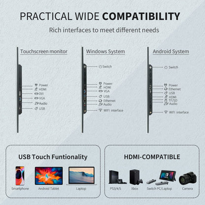 TouchWo 23.8 inch Touch Screen PC Monitor, Intel i7, 8GB RAM, 256G SSD, 16:9 FHD 1080P, Windows 10, Smart Board for Classroom, Meeting & Game, USB, VGA & HD-MI Monitor