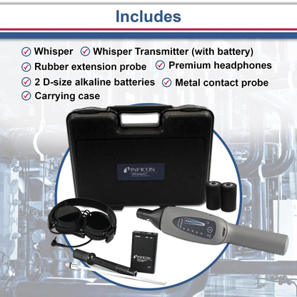 INFICON Whisper with Accessory Kit, Enhanced Ultrasonic Leak Detector, 711-203-G1,Off-White