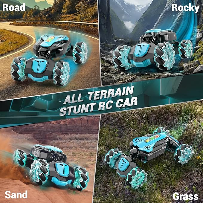 Gesture Sensing Remote Control Stunt Car - Boys Toys Age 6-8-12 4WD Hand Controlled RC Twist Car with Light &amp Music Cool Birthday Presents and Ideas Gifts for Kids Age 3 4 5 6 7 9 10 11 12 Years