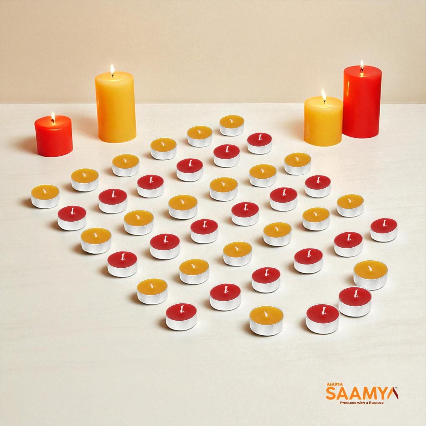 ArunaSAAMYA Handcrafted Scented Tealight Candle I Combo Pack I Rosy Radiance + Vanilla Serenade I Set of 40 (37 cm X 15 cm Each) I 12 GMS Each I Upto 3.5 Hours Burn Time Each