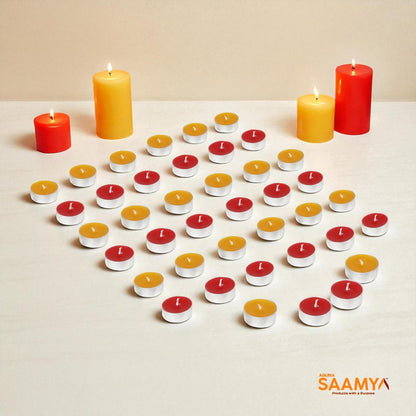 ArunaSAAMYA Handcrafted Scented Tealight Candle I Combo Pack I Rosy Radiance + Vanilla Serenade I Set of 40 (37 cm X 15 cm Each) I 12 GMS Each I Upto 3.5 Hours Burn Time Each