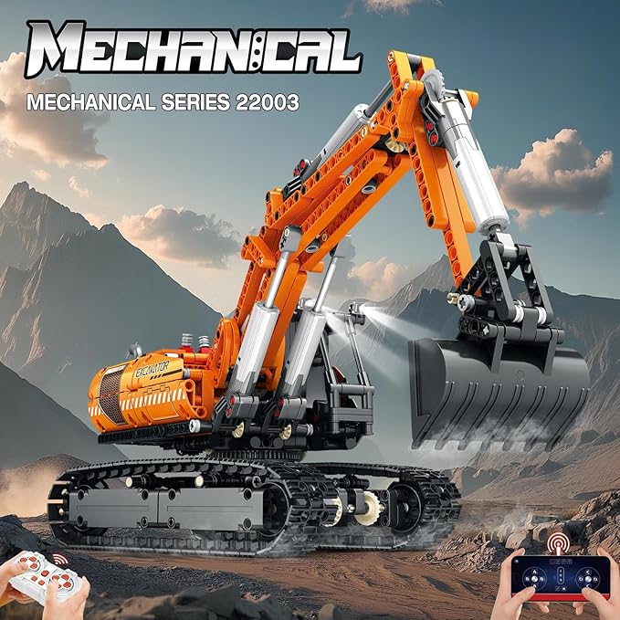 Reobrix RC Excavator Building SetAPP Remote Control Excavator Model with MotorTruck Construction Setss for Adults 22003Vehicle Building Blocks Engineering Gifts 1106 PCS