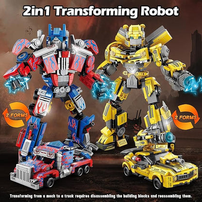 HIGH GODO Transforming Building Set 2in1 Transforming Robot and Truck Building Kit Cool Robots Gifts Toys for Teens Adults 14+ (879 PCS)