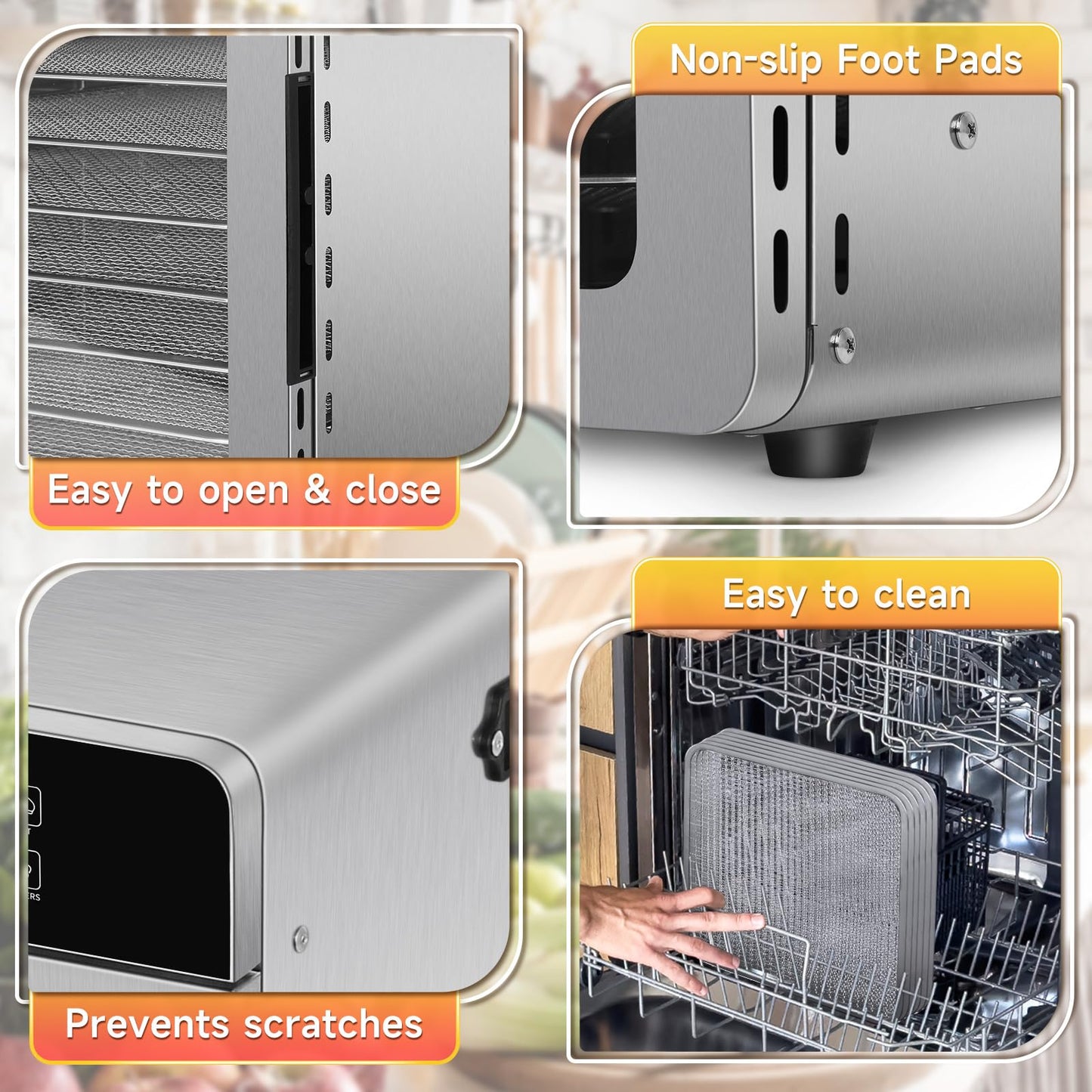 SUCICENI Food Dehydrator for Jerky, 10 Stainless Steel Trays 9ft² Dehydrator Machine, 1000W Dehydrator with 24H Timer 195℉ Temperature Control for Meat, Fruits, Veggies, Dog Treats