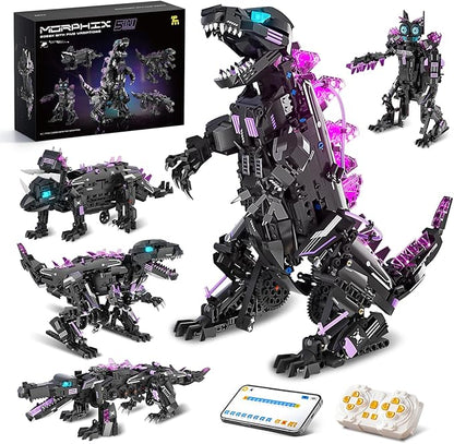 STEM 5 in1 Dinosaurs Building Kits for Kids Ages 8-14 Remote Control and App Controlled Dinosaur Figures Toy Birthday Gift for 8 9 10 11 12+ Years Old