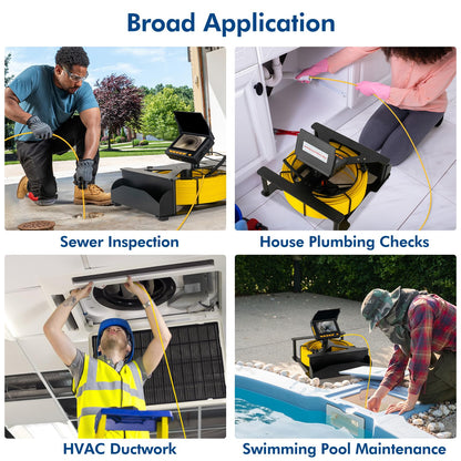 Sewer Camera 100FT,Waterproof JQKJCAM Plumbing Sewer Drain Snake Camera w/Light,4.3'' HD 32GB DVR Screen,Distance Counter,3.5''Roller Guide,17MM Sewer Scope for>=1'' Pipe Line Duct Inspection