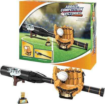 Sosuy Baseball Building Blocks Sets for Boys 968 Pcs with Bat Glove Ball Trophy and Display Stand Educational STEM Toys for Boy Kids Men Teen for Sports Fan Model for Play Display