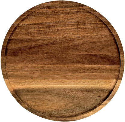 Candle Holder Tray Home Decor, Round Wood Tray for Coffee Table, Small Wooden Serving Decorative Trays for Home (1, 11.8inch)