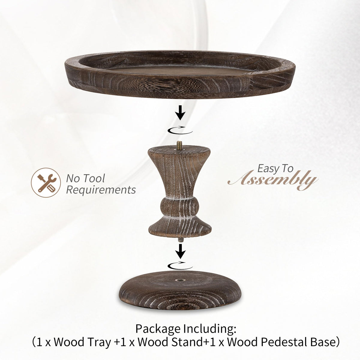 Hanobe Display Riser for Farmhouse Decor: Rustic Wooden Risers Round Decorative Pedestal Plate Stand Holder Tray for Candle, Cupcake, Plant