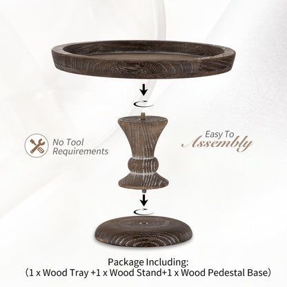 Hanobe Display Riser for Farmhouse Decor: Rustic Wooden Risers Round Decorative Pedestal Plate Stand Holder Tray for Candle, Cupcake, Plant