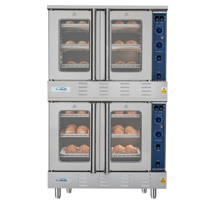 KoolMore 38 in. Full Size Double Commercial Liquid Propane Convection Oven 108,000 BTU With Stacking Kit in Stainless-Steel (KM-DCCO54-LP)