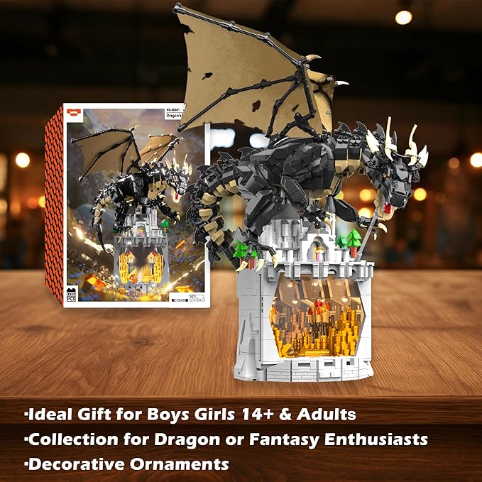 Dragon Building Toys Medieval Building Blocks Set for Adults Teens 14+ Years Old Boys Girls DIY Model Building Kits Hobbies Decor Graduation Birthday Housewarming (2363PCS)