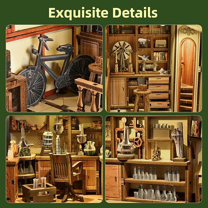 Book Nook Kit DIY Miniature Dollhouse Kit 3D Puzzles for Adults Tiny House Mini Home Craft Bookshelf Nook Puzzle Book Decor Gifts for Teenagers Book Lovers (The Radium Lady)