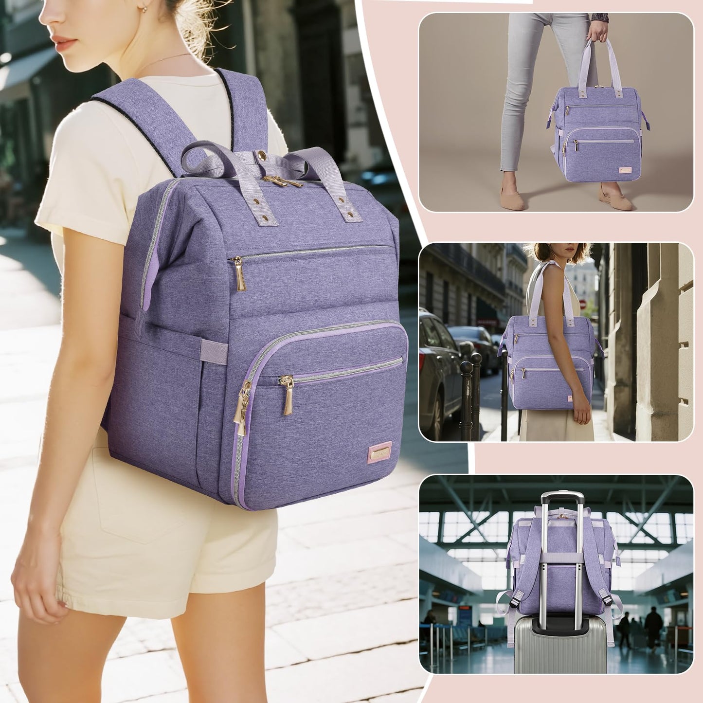 Nail Polish Organizer Case Backpack Holds 70 Bottles (15ml/0.5fl.oz) & Nail Lamp, 2 Layers Detachable Nail Kit Storage Case, Large Travel Nail Supplies Shoulder Bag for Manicure Tools (Purple)