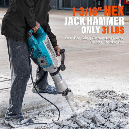 Berserker 30-Pound Demolition Jack Hammer with 1-3/16" Hex Ground Rod Driver