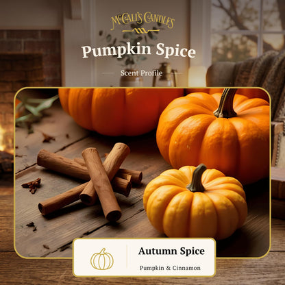 McCall’s Candles | Pumpkin Spice | 26 oz Scented Candle | USA-Poured | Vintage Rustic Jar with Carrying Handle | Warm Autumn Spice Fragrance