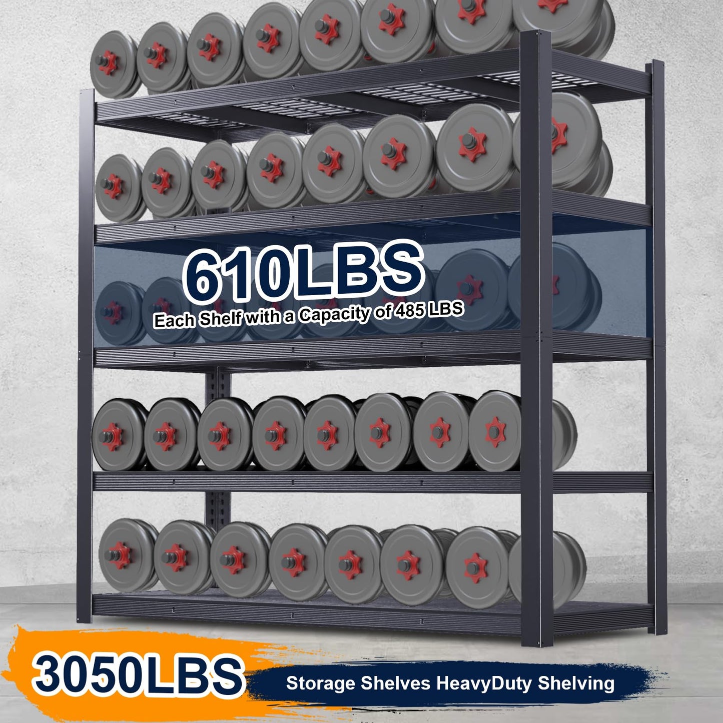 ZEUKMXOO Storage Shelves Heavy Duty Metal Shelving 84" H, Adjustable Garage Shelves, Metal Storage Shelves for Garage, Basement, Warehouse, Workshop,24" D x 55" W x 84" H, 3050 lbs