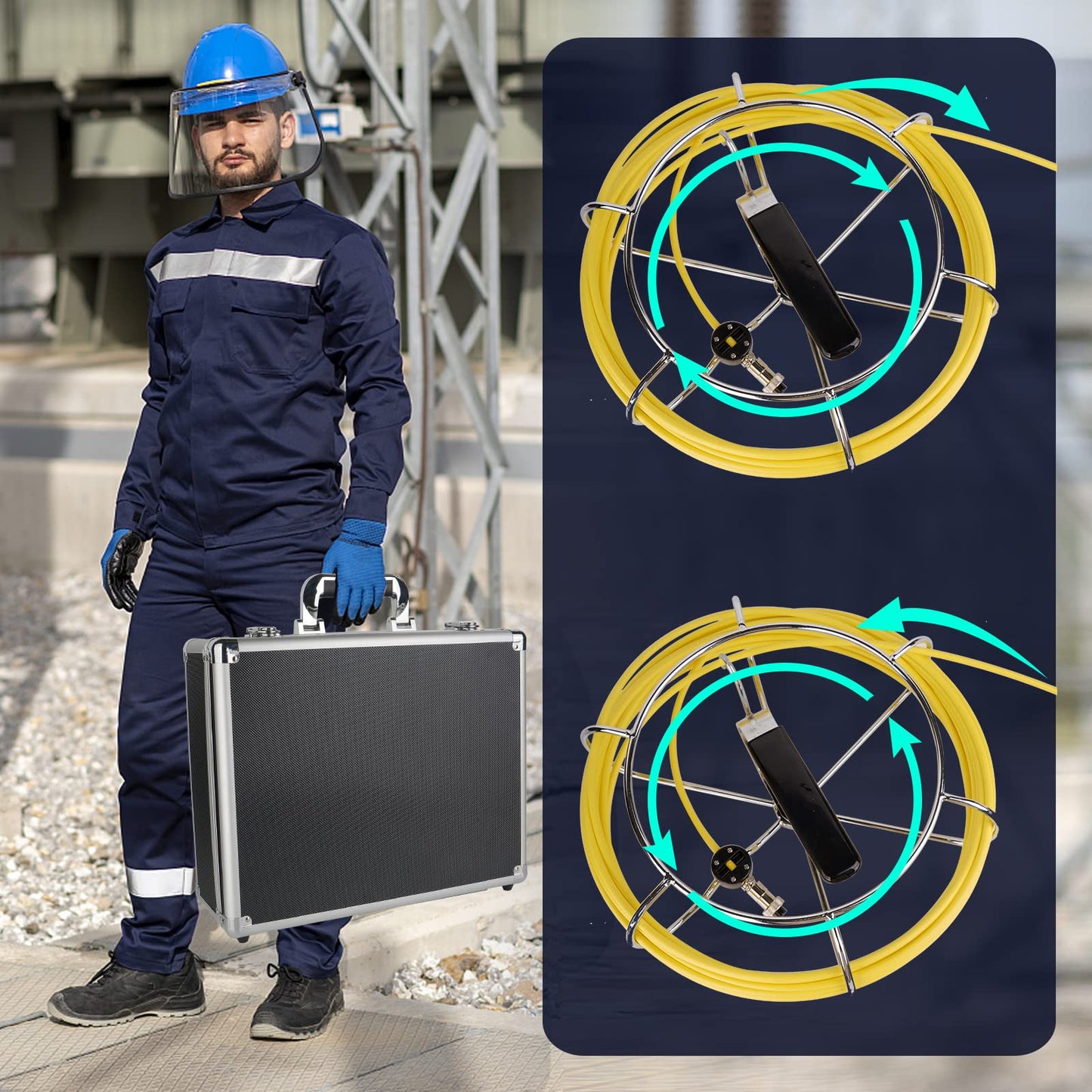 7 Inches Monitor 100ft/30m with Distance Mark Plumbing Snake Pipe Inspection Video Camera,DVR Recorder Waterproof IP68 Drain Sewer Pipeline Industrial Endoscope System…
