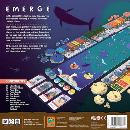 Emerge Board Game - Explore New Islands and Research Ecosystems Dice Rolling Strategy Game Family Game for Kids and Adults Ages 14+ 2-4 Players 75 Minute Playtime Made by Pandasaurus Games