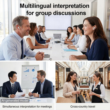 Oziral Real-Time Translation Earbuds: AI Translator with 150+ Languages, Offline Mode & Bluetooth 5.3, Supports Speaker Mode, Touch Control, AI Chat & Hi-Fi Music for Travel & Business Use